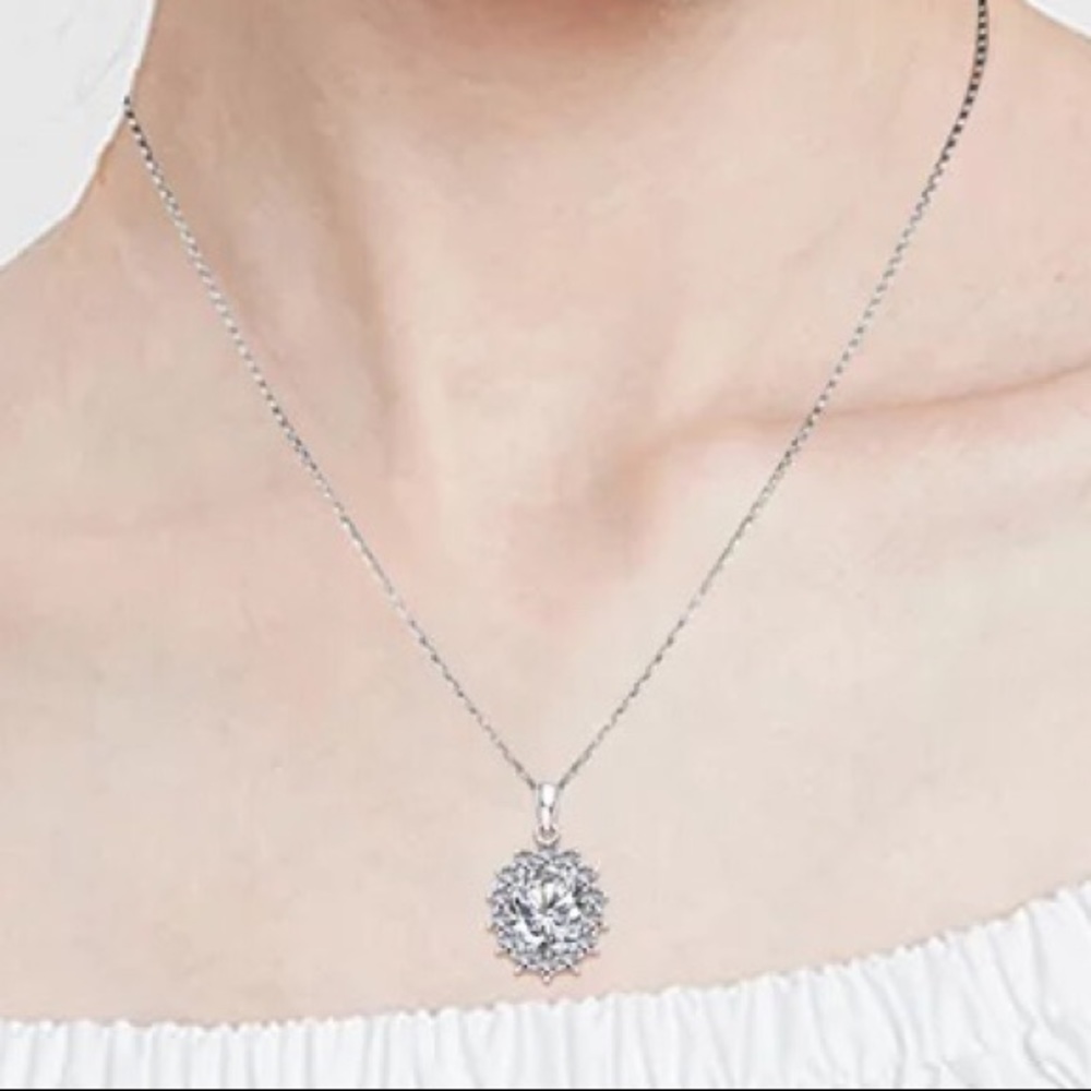 Sterling Silver Oval Cut Sapphire Pendant Necklace